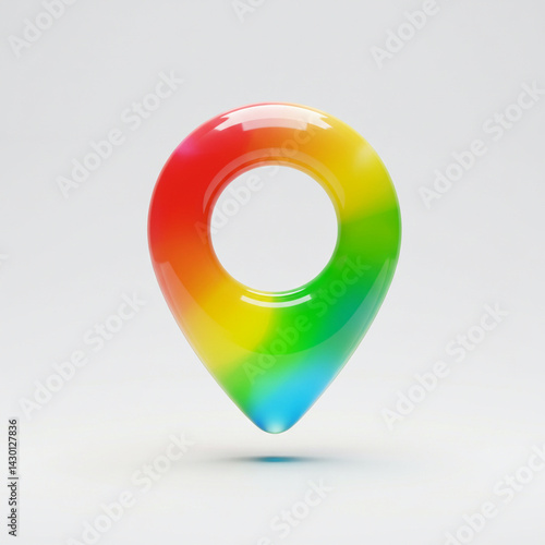 Free Download 3D Google Maps icon in jelly style, multi-color (red, green, yellow, blue) pin shape, glossy and transparent, on white background - GFXLoad