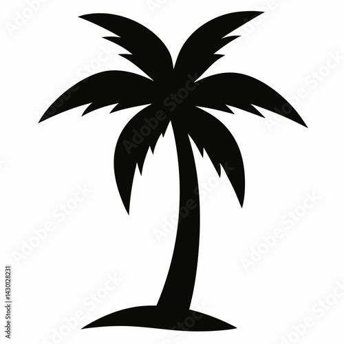 black vector single palm tree icon silhouette