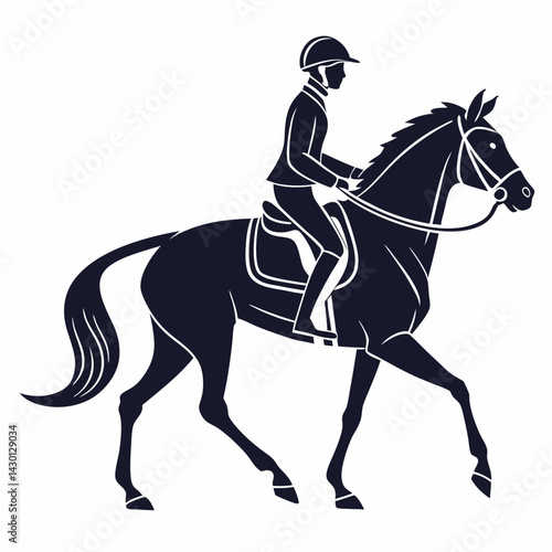Horseback Riding Equestrian Silhouette Art Elegant Animal And Rider Graphic Design Element