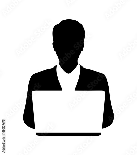 A man in a jacket looks at a laptop in front of him