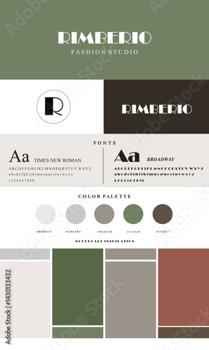 Green Aesthetic Fashion Studio Style Guide Brand Board