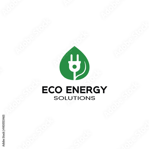 Eco-friendly energy solutions logo with leaf and plug.