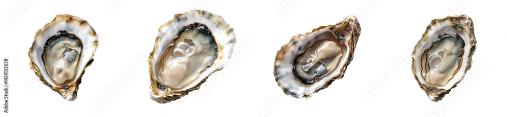 Freshly opened oysters on a transparent background ready to enjoy Freshly opened oysters on a transparent background ready to enjoy