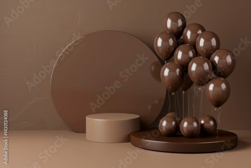 Elegant Brown Balloons on Minimalist Background for Celebrations