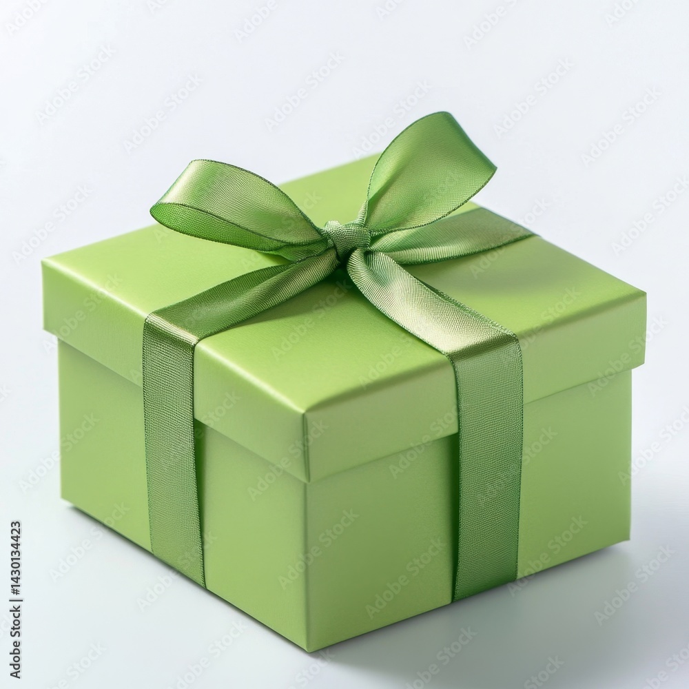 Obraz premium Green Gift Box on White Background