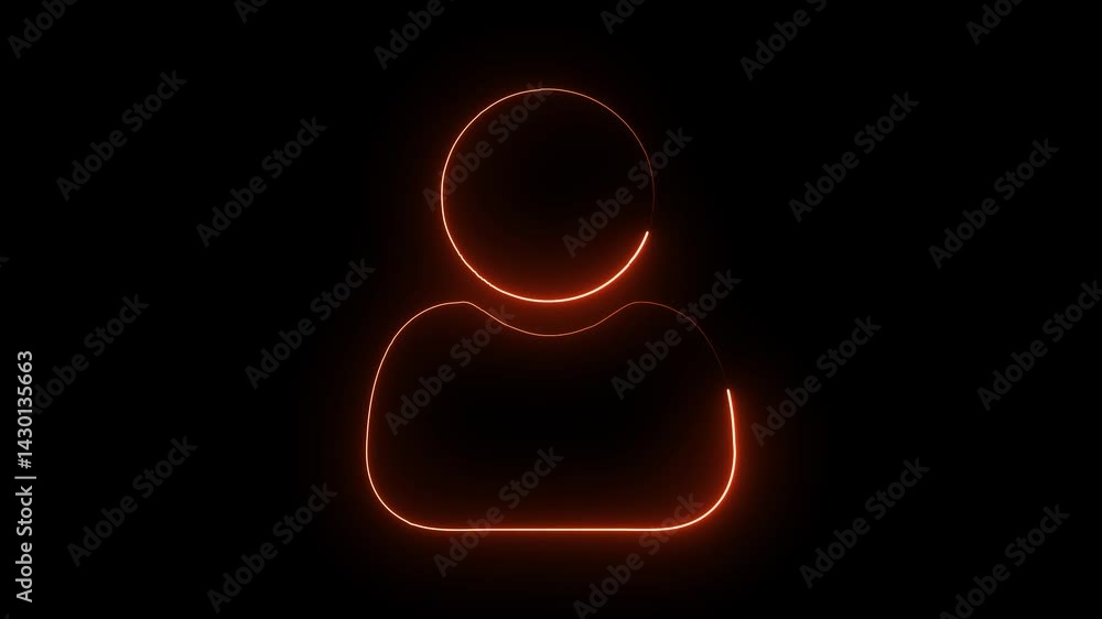 Glowing neon user icon isolated on black background. HD Video motion graphic animation icon Glowing neon user icon isolated on black background. HD Video motion graphic animation icon