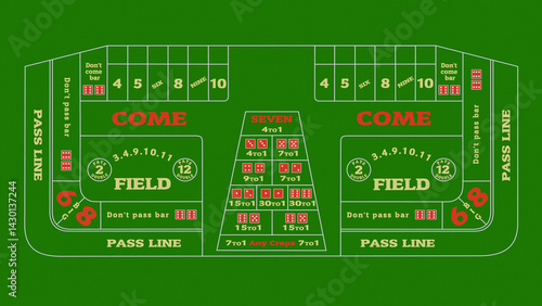 Fotografie Classic green cloth design of a craps table