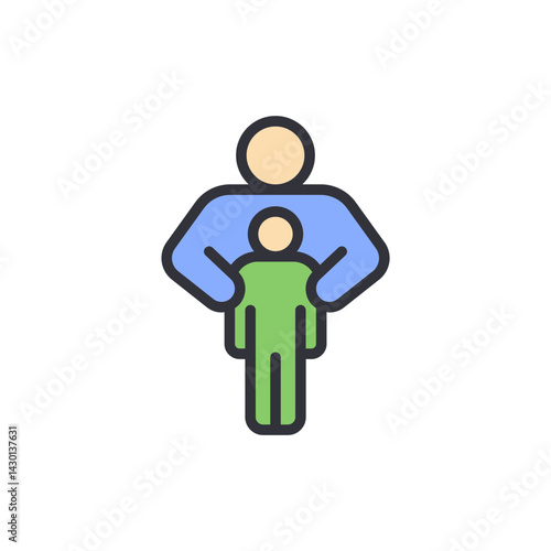 Child protection colored icons, minimalist vector illustration ,simple transparent graphic element .Isolated on white background