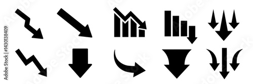Decline icon. Decrease icon set