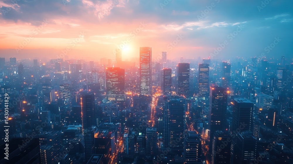 Fototapeta premium Cityscape at Sunset