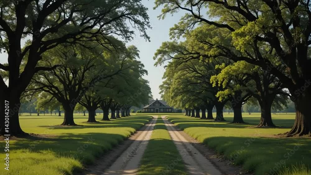 Scenic Driveway Leading to a Country Home Surrounded by Majestic Green Trees Scenic Driveway Leading to a Country Home Surrounded by Majestic Green Trees