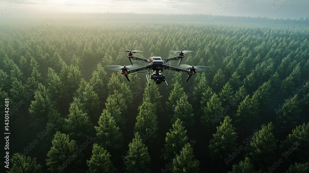 Fototapeta premium Aerial Drone View Over Lush Forest