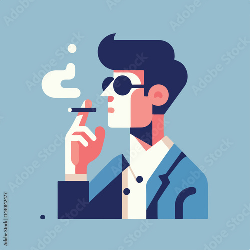 vector image of a person smoking