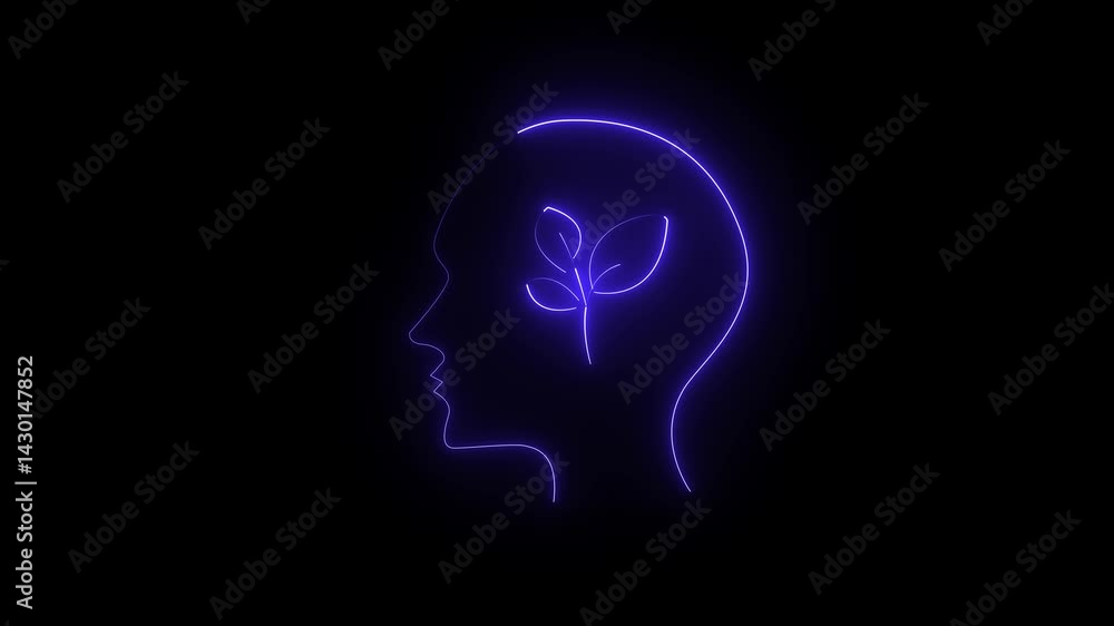 Glowing Neon Human Brain Icon, Neuroscience and Intelligence Symbol, HD Video line icon on BLACK background. Glowing Neon Human Brain Icon, Neuroscience and Intelligence Symbol, HD Video line icon on BLACK background.