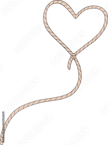 Girly Cowgirl Heart Rope Coquette Valentine Illustration