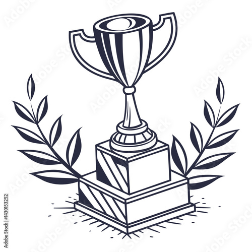 clean trophy icon representing championship and sports victory isolated on transparent background