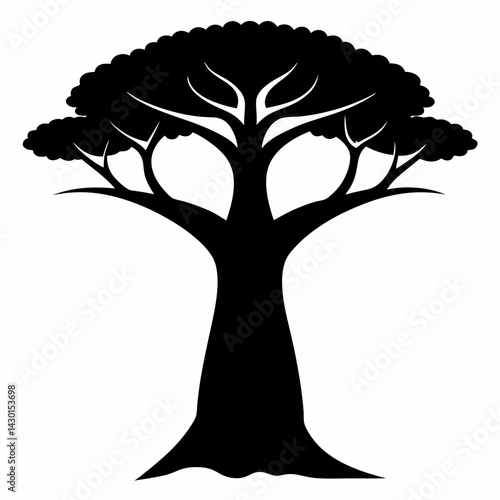 Baobab Tree Silhouette, Baobab Tree Vector Illustration, Baobab Tree Vintage Logo Vector