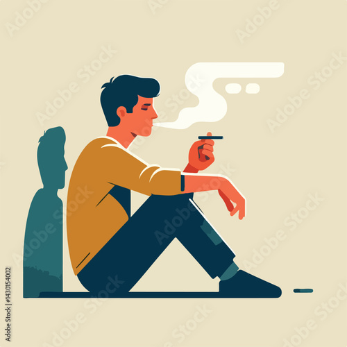 vector image of a person smoking
