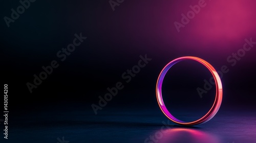 Wallpaper Mural A glowing purple neon ring radiates a subtle gradient in a dark setting, creating a futuristic effect with clear copy space for text on the right Torontodigital.ca