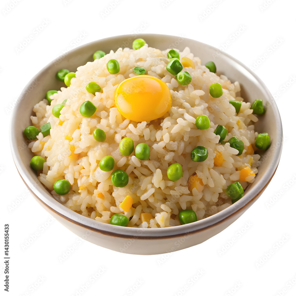 Authentic Golden Egg Fried Rice Food Isolated On White Background Authentic Golden Egg Fried Rice Food Isolated On White Background