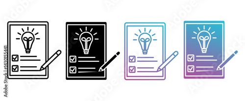 plan sheet icon with line, glyph, gradient multistyle collection of elements for design