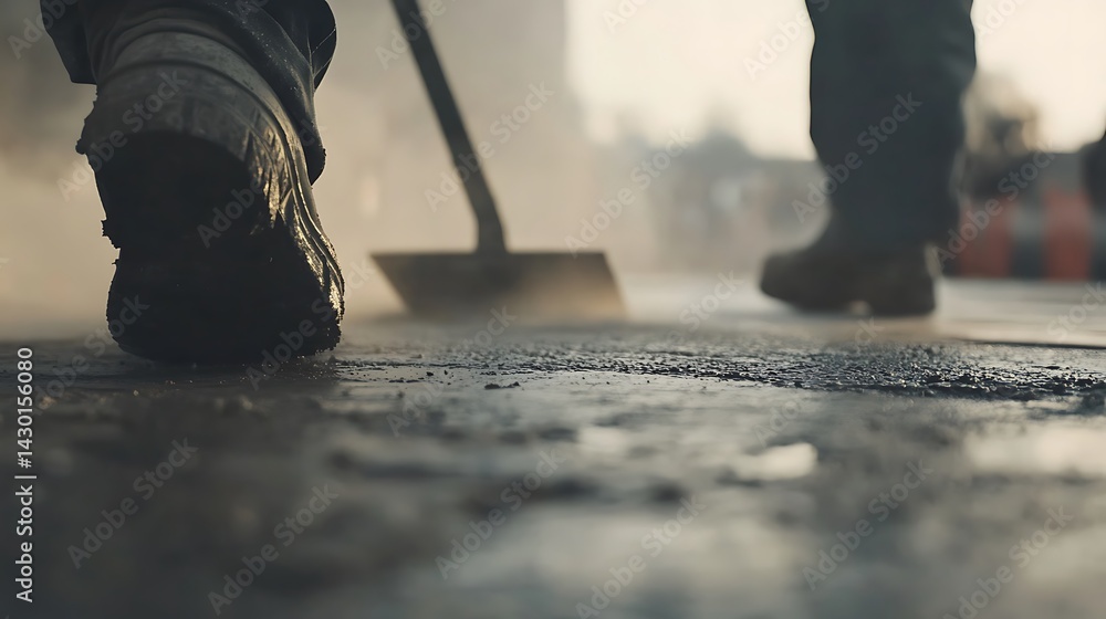 Construction Workers Walking on Dusty Surface Construction Workers Walking on Dusty Surface