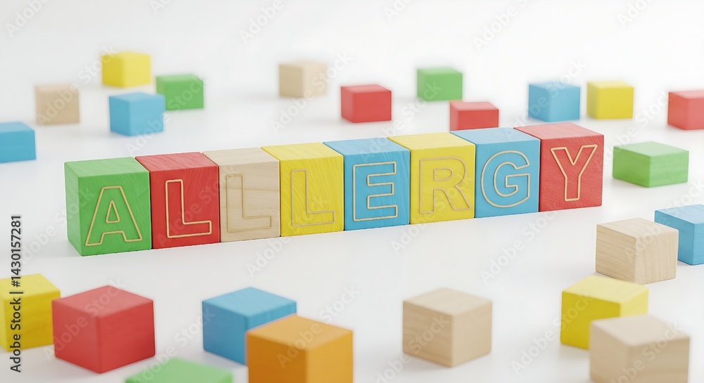 Obraz premium Allergy Concept Text on Wooden Blocks Background