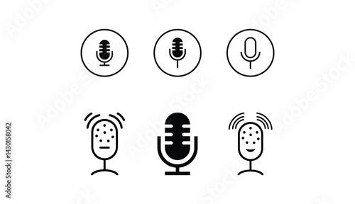 Microphone black color voice icon set. illustration design on white background.