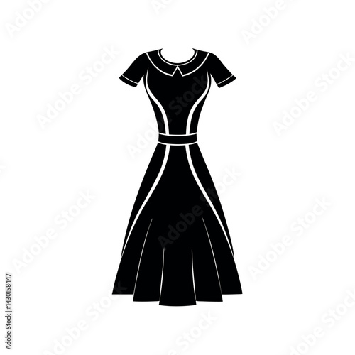 midi dress black vector silhouette