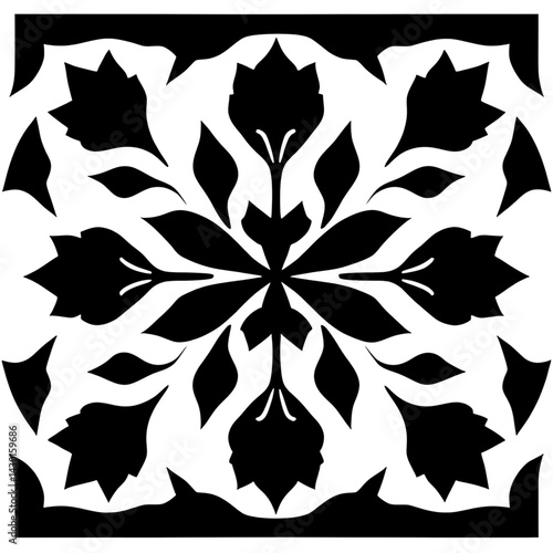 A collection of black leaf silhouettes of various shapes, including oval, heart-shaped, and jagged edges, all against a white background