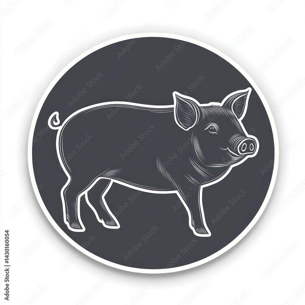 Fototapeta premium Stylized pig graphic on dark background