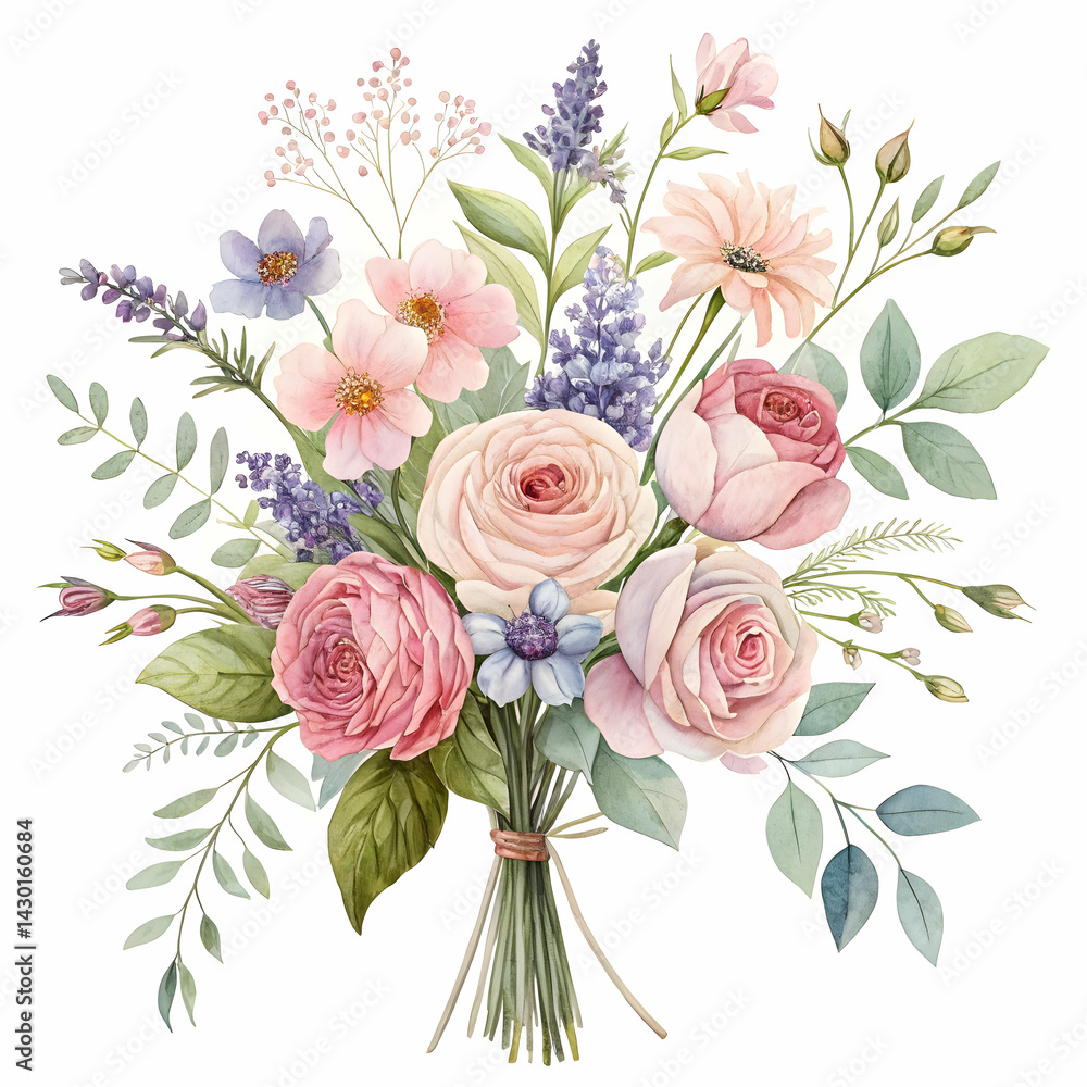 Fototapeta premium watercolor flowers on a clean white background for elegant design