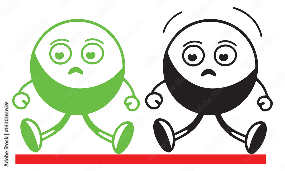 Obraz premium Cartoon Figures Running - Happy vs. Scared Vector Characters