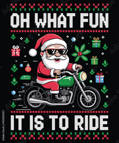 Santa Motorcycle Christmas T-Shirt