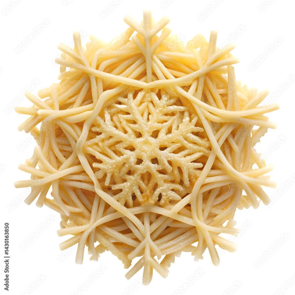 Fototapeta premium Top View Snowflake Vermicelli Food Isolated On White Background