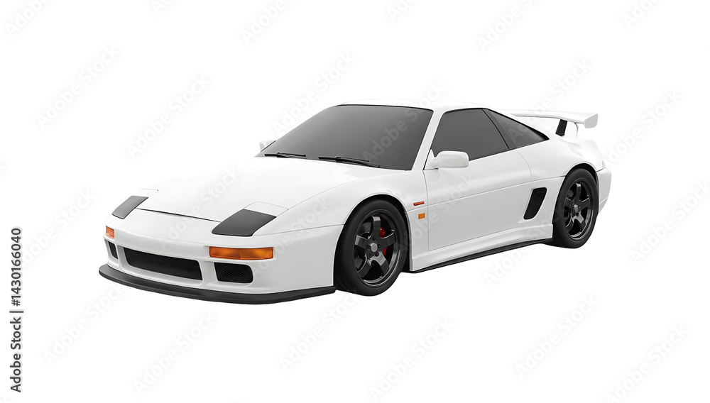 Fototapeta premium 白く輝くスポーツカー、躍動感あふれるデザイン