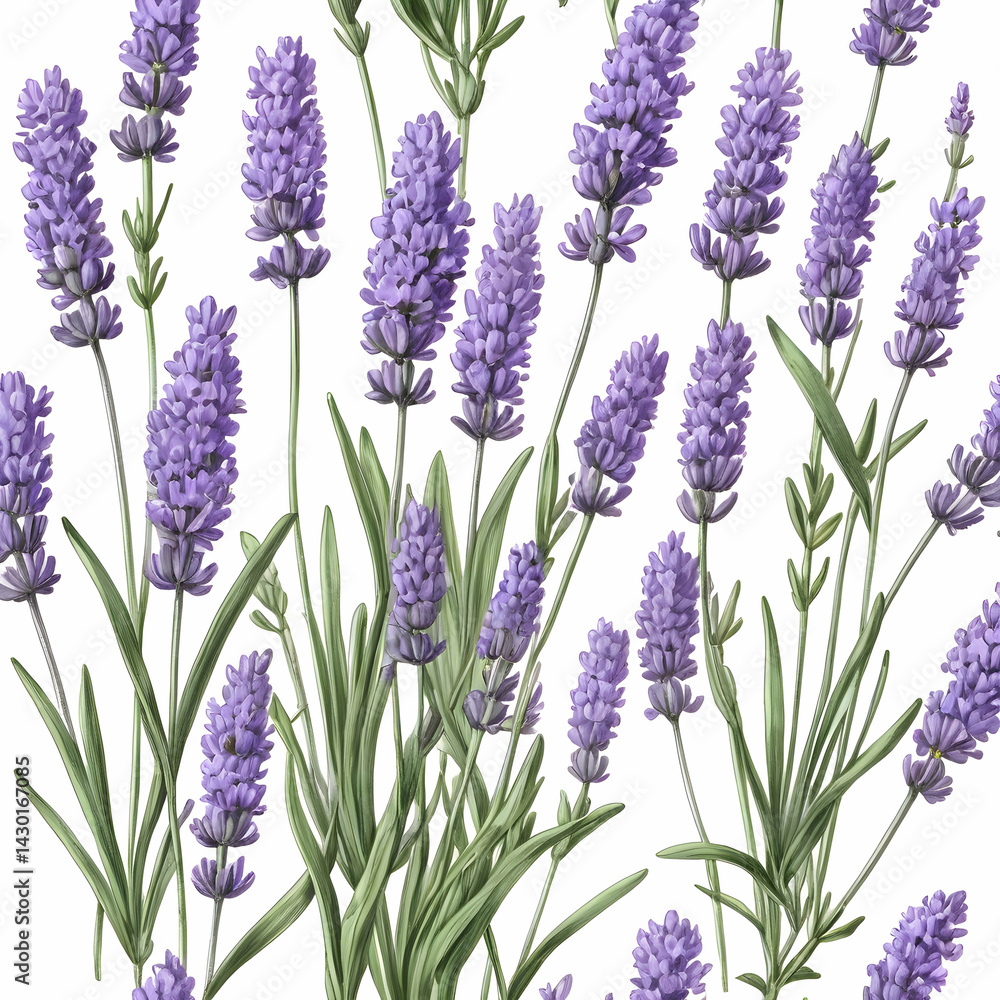 Fototapeta premium botanical sketch of lavender flowers for natural and minimalist design on white background