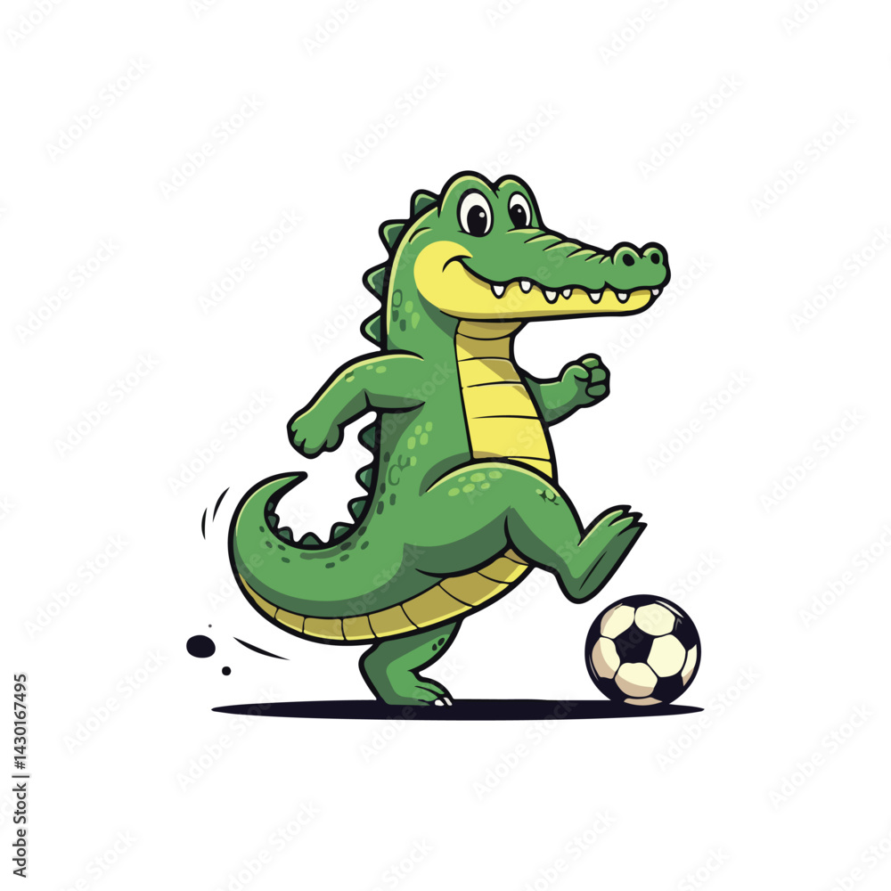 Fototapeta premium Cute Crocodile Waving Hand Cartoon Vector Icon Illustration. Animal Nature Icon Concept Isolated