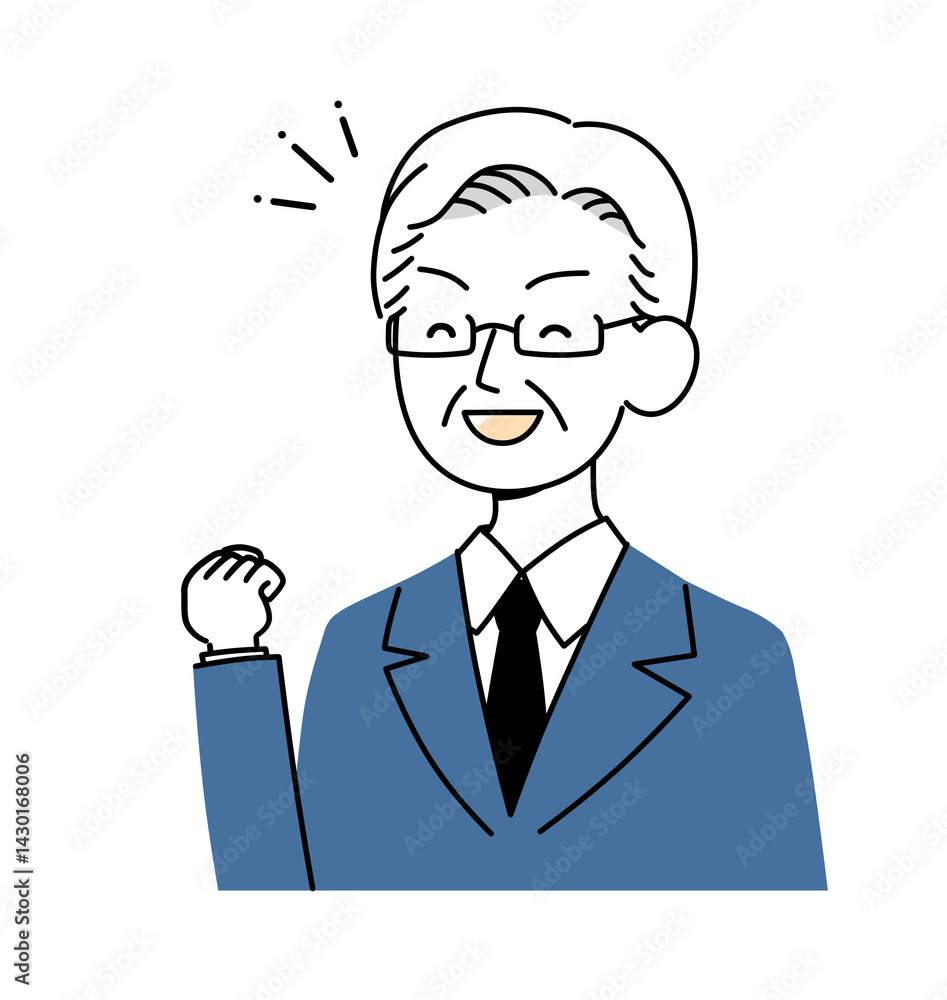 custom made wallpaper toronto digitalシニア世代のビジネスマン　ガッツポーズ　イラスト素材