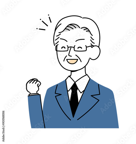 Wallpaper Mural シニア世代のビジネスマン　ガッツポーズ　イラスト素材 Torontodigital.ca