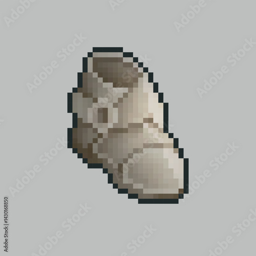 Iron boot in pixel art style with isolated background