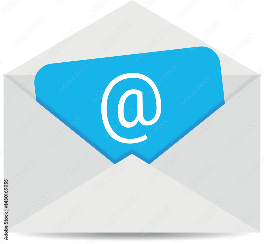Email Icon in Open Envelope, Digital Communication concept Vector Illustration Email Icon in Open Envelope, Digital Communication concept Vector Illustration