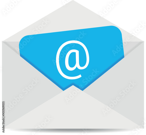 Email Icon in Open Envelope, Digital Communication concept Vector Illustration 