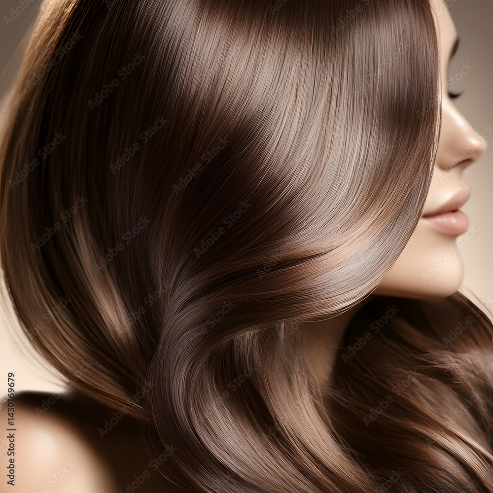 Radiant Brown Hair Close-Up, Showcasing Silky Smoothness and Natural Shine Radiant Brown Hair Close-Up, Showcasing Silky Smoothness and Natural Shine