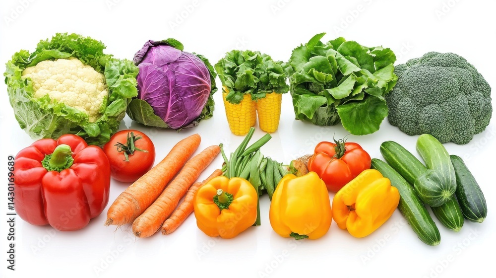 A variety of fresh vegetables including broccoli, parsley, orange bell pepper, eggplant, zucchini, yellow bell pepper, A variety of fresh vegetables including broccoli, parsley, orange bell pepper, eggplant, zucchini, yellow bell pepper,