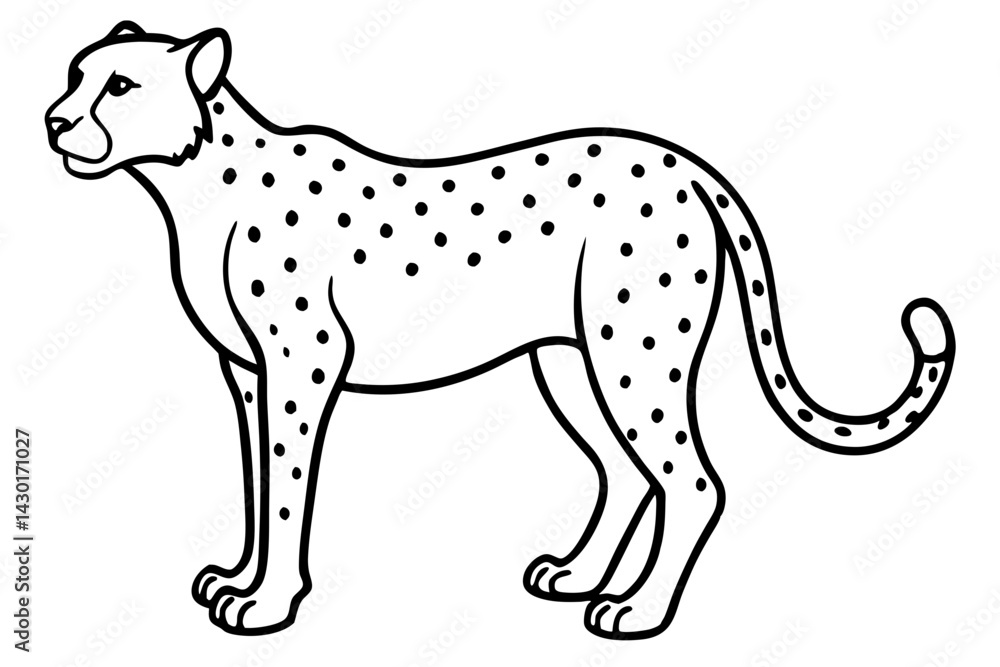 Fototapeta premium Minimalist Cheetah Sketch