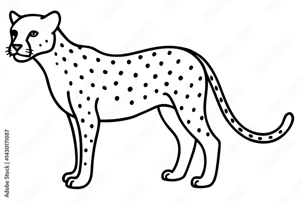 Fototapeta premium Minimalist Cheetah Sketch