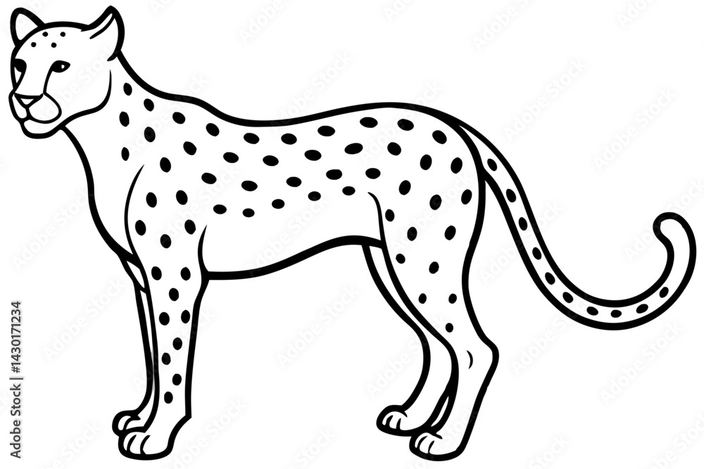 Fototapeta premium Minimalist Cheetah Sketch