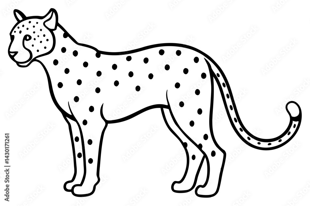 Fototapeta premium Minimalist Cheetah Sketch