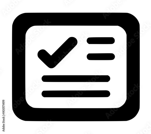 Checklist Icon Clipart – Minimal Black Task Symbol Vector for To-Do, Notes, or Approval Concepts